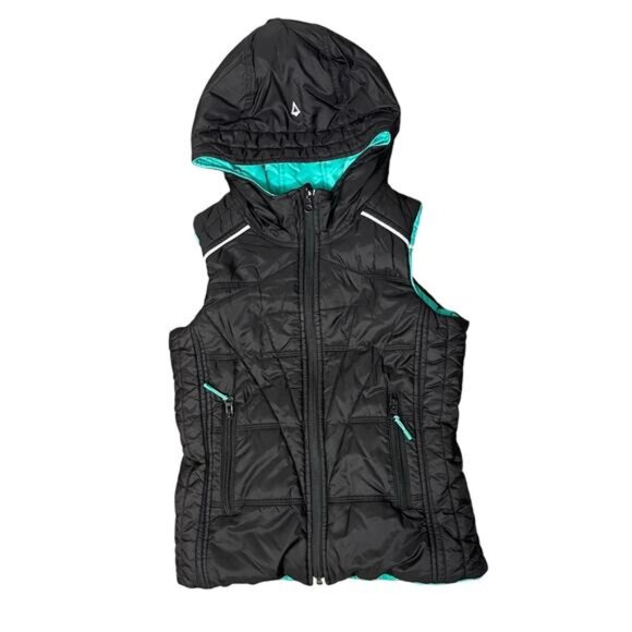 IVIVVA Kids Puffer Vest Jacket Hooded Black Green Reversible Goose Down Girls 10 - Picture 2 of 11